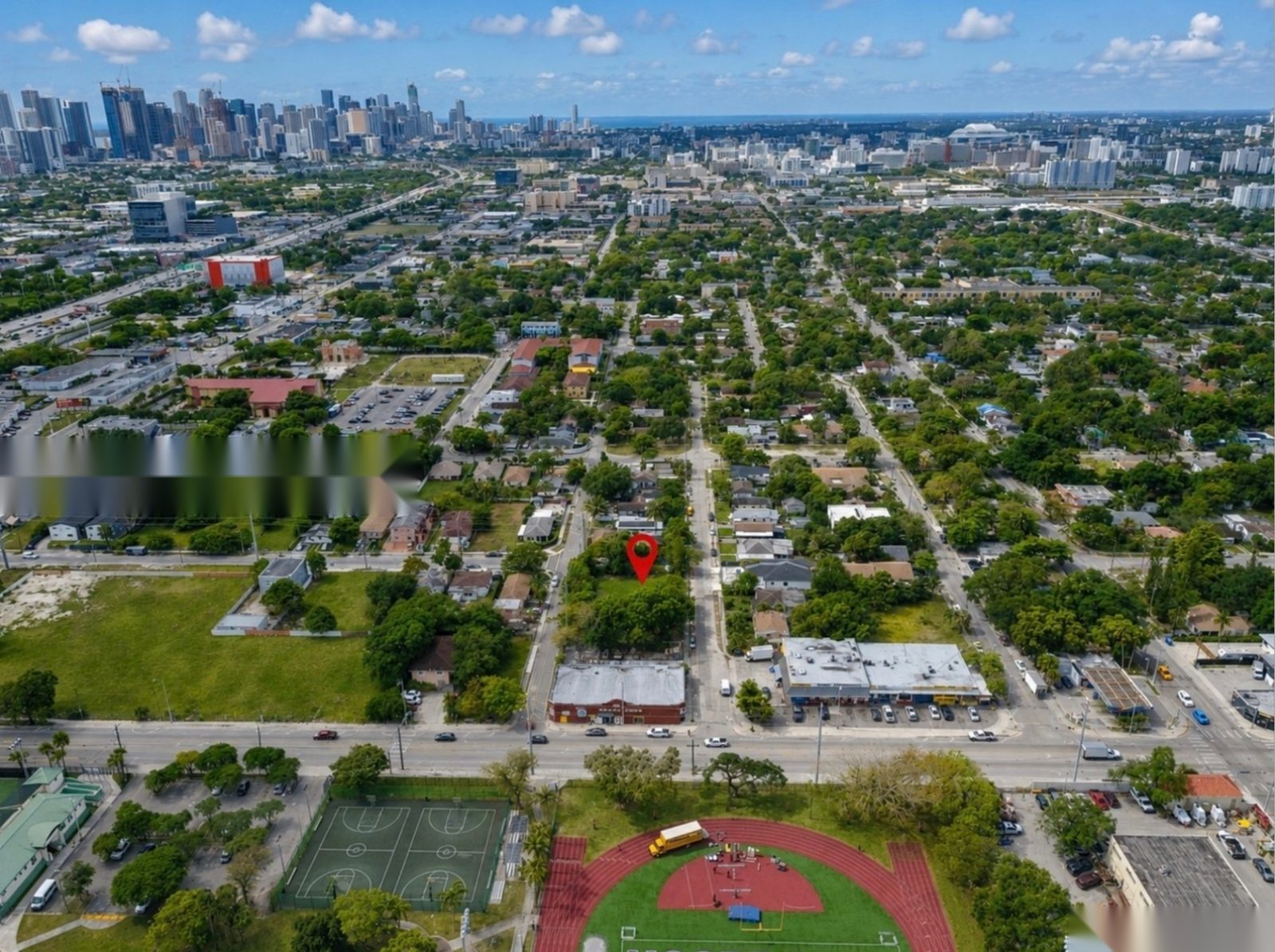 The site with the Downtown Miami skyline beyond